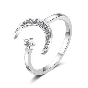 Moon & Star - 925 Sterling Silver - Adjustable
